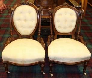Near Matching Small 19th cent Walnut Chairs