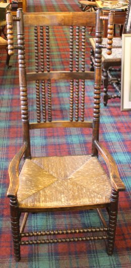 Bobbin Turned Tall Oak Chair