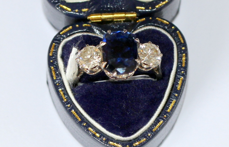Platinum, Diamond & Sapphire Ring